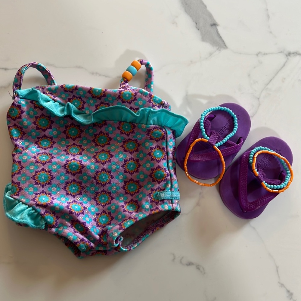 American Girl doll one piece swim set.